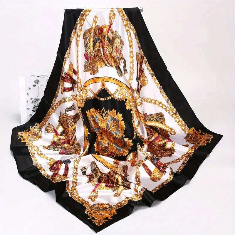 Black White & Gold Silky Wild Rag