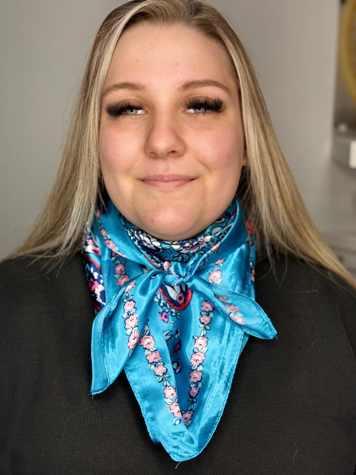 Blue Blossom Wild Rag – Bold & Bright; Feminine Western Flair