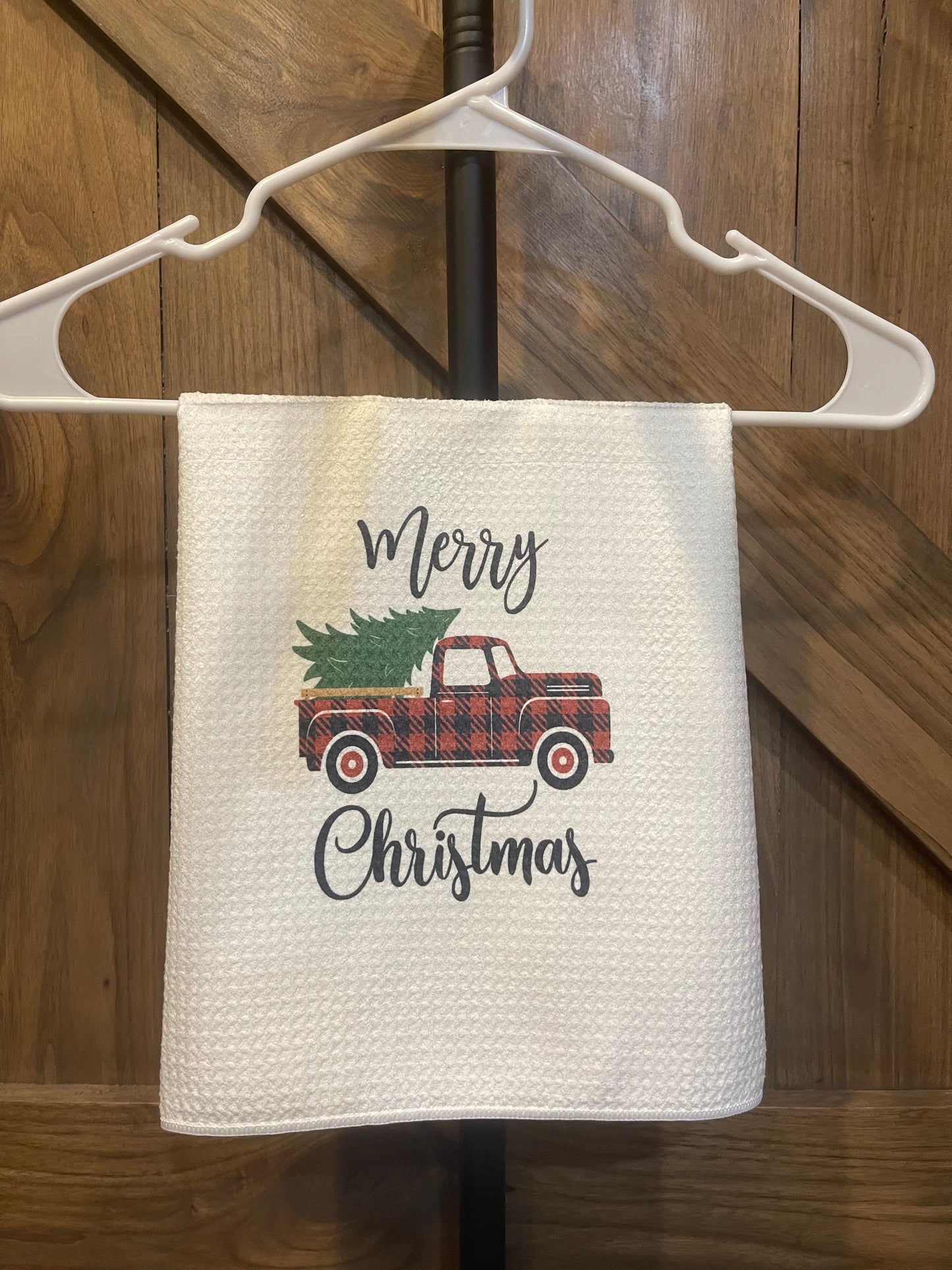 Old Truck Merry Christmas Dish Towel