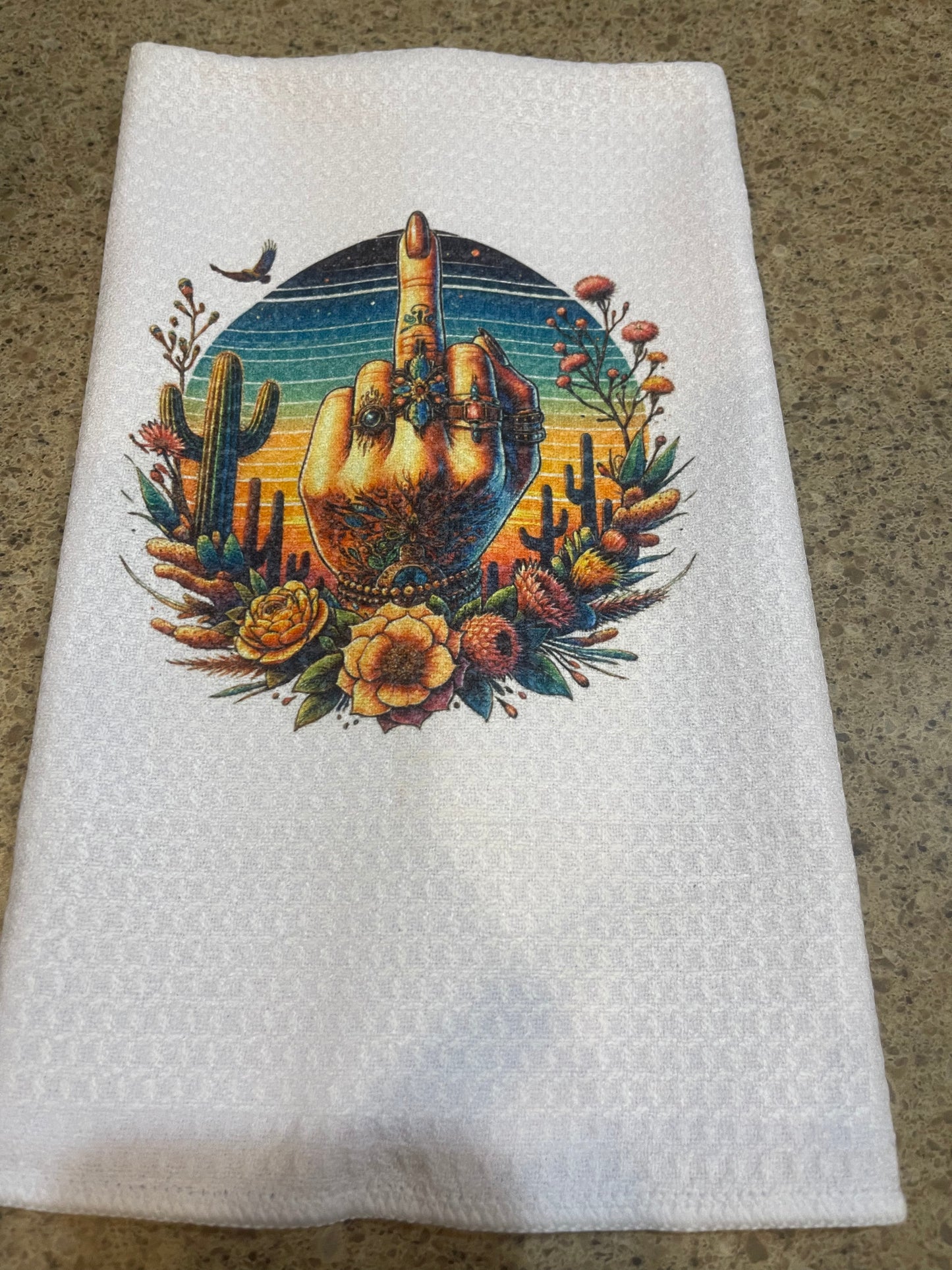 Western Middle Finger Dish Towel